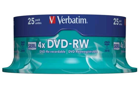 707260  43639 DVD-RW VERBATIM 4.7Gb 4X Spindle (25) 